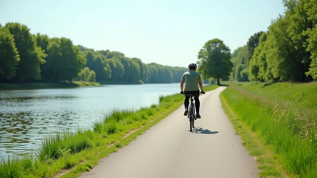 Scenic Czech river cycling path with water view and riverside landscape